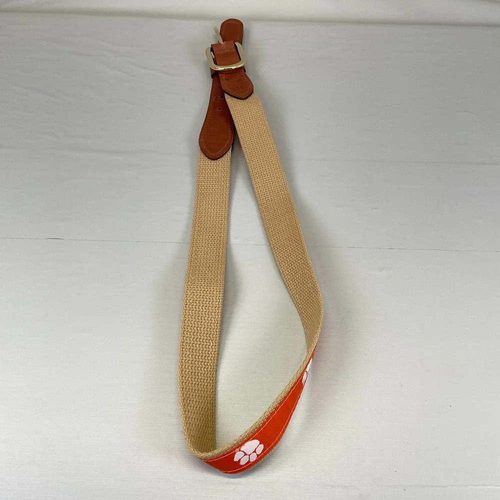 ZEP-PRO Clemson Tigers Belt Mens 34 Fabric Leather Brass NCAA Football - USA